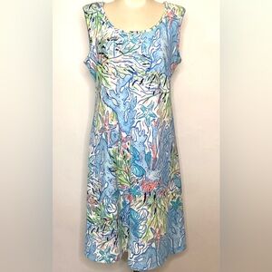Ronni Nicole Vibrant Ocean Print Sleeveless Midi Dress
